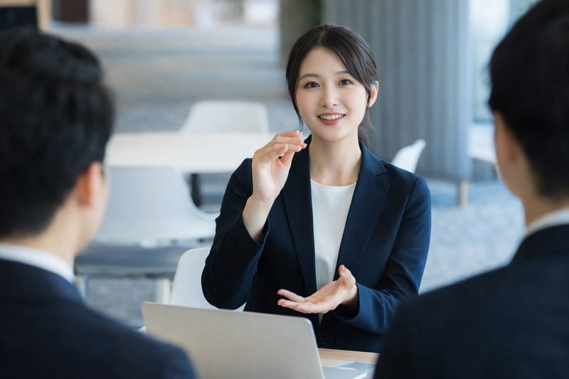 キャリアアドバイザーが求職者の価値観を丁寧にヒアリングするカウンセリングシーン